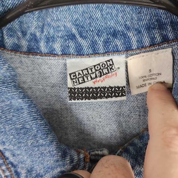 Vintage Cartoon Network Wacky Racing NASCAR Denim Jacket Small Blue Tom & Jerry - Picture 3 of 12